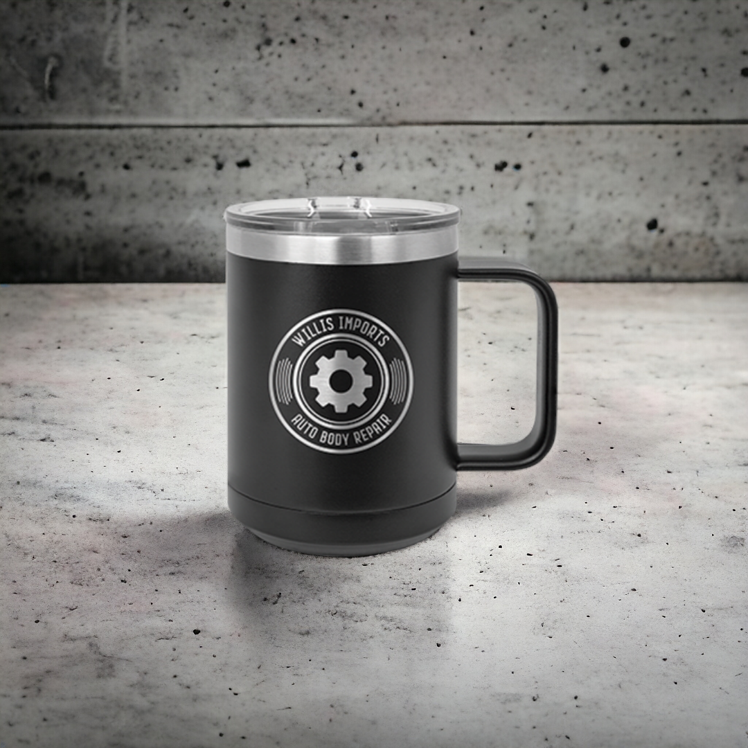 Custom Polar Camel 15 oz Vacuum Insulated Mug with Slider Lid – Personalized Stainless Steel Coffee Mug | Laser Engraved Gift by HP Design