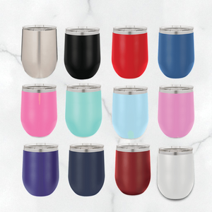 Custom Polar Camel 12 oz & 16 oz Stemless Tumblers with Lid – Personalized Stainless Steel Wine Tumblers | Laser Engraved Gifts by HP Design