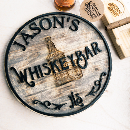 Barrel-Style Whiskey or Bourbon Wall Sign