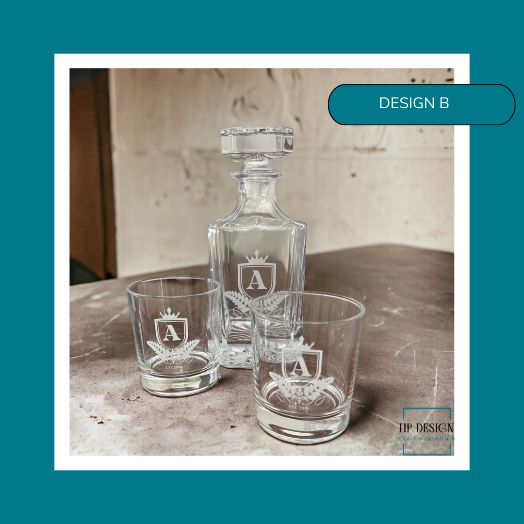 Customizable Handblown Agave Tequila  Decanter & 6 Shot Glasses, Perfect for Cinco De Mayo & Tequila Lovers