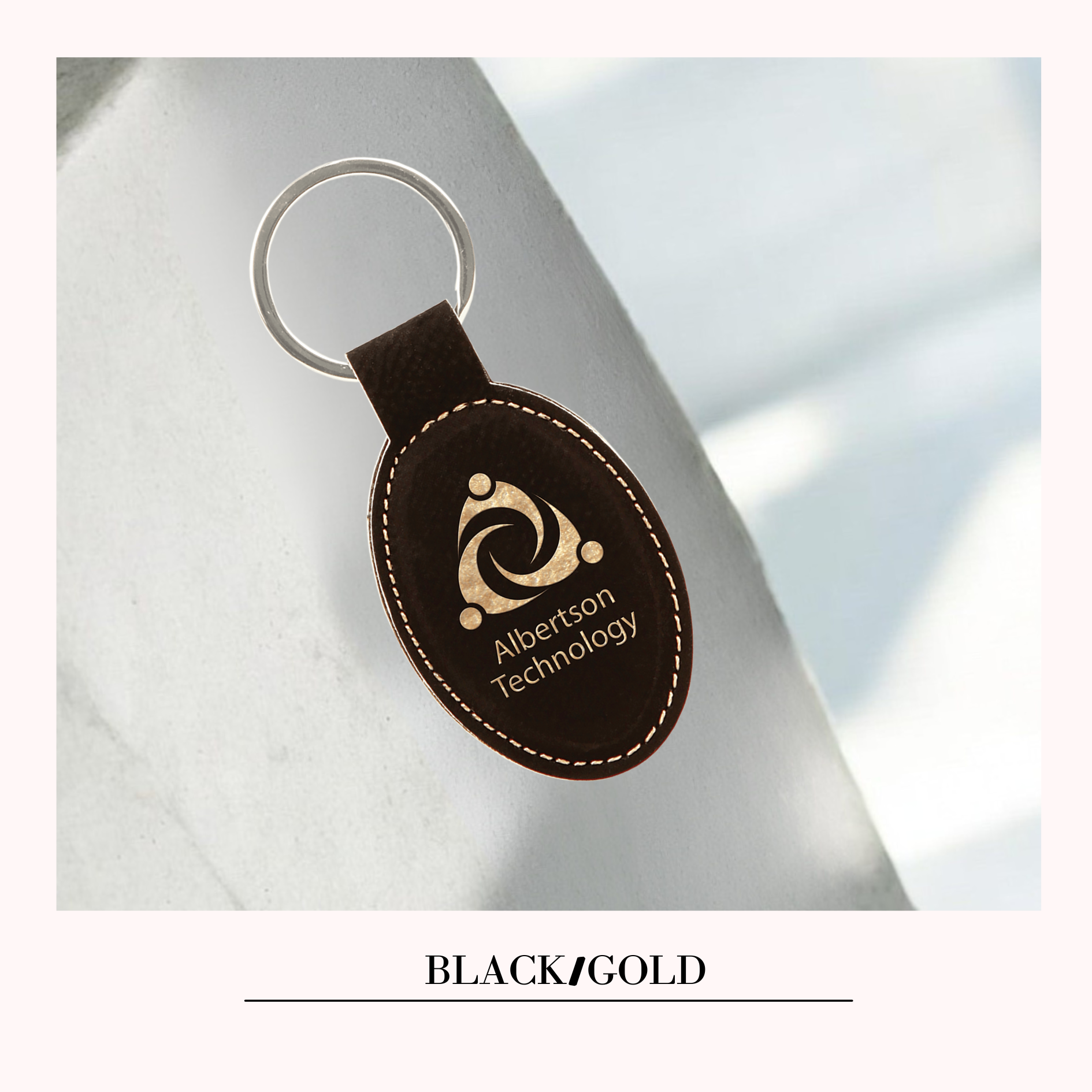 Personalized  Leatherette Oval Keychain