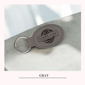 Personalized  Leatherette Oval Keychain