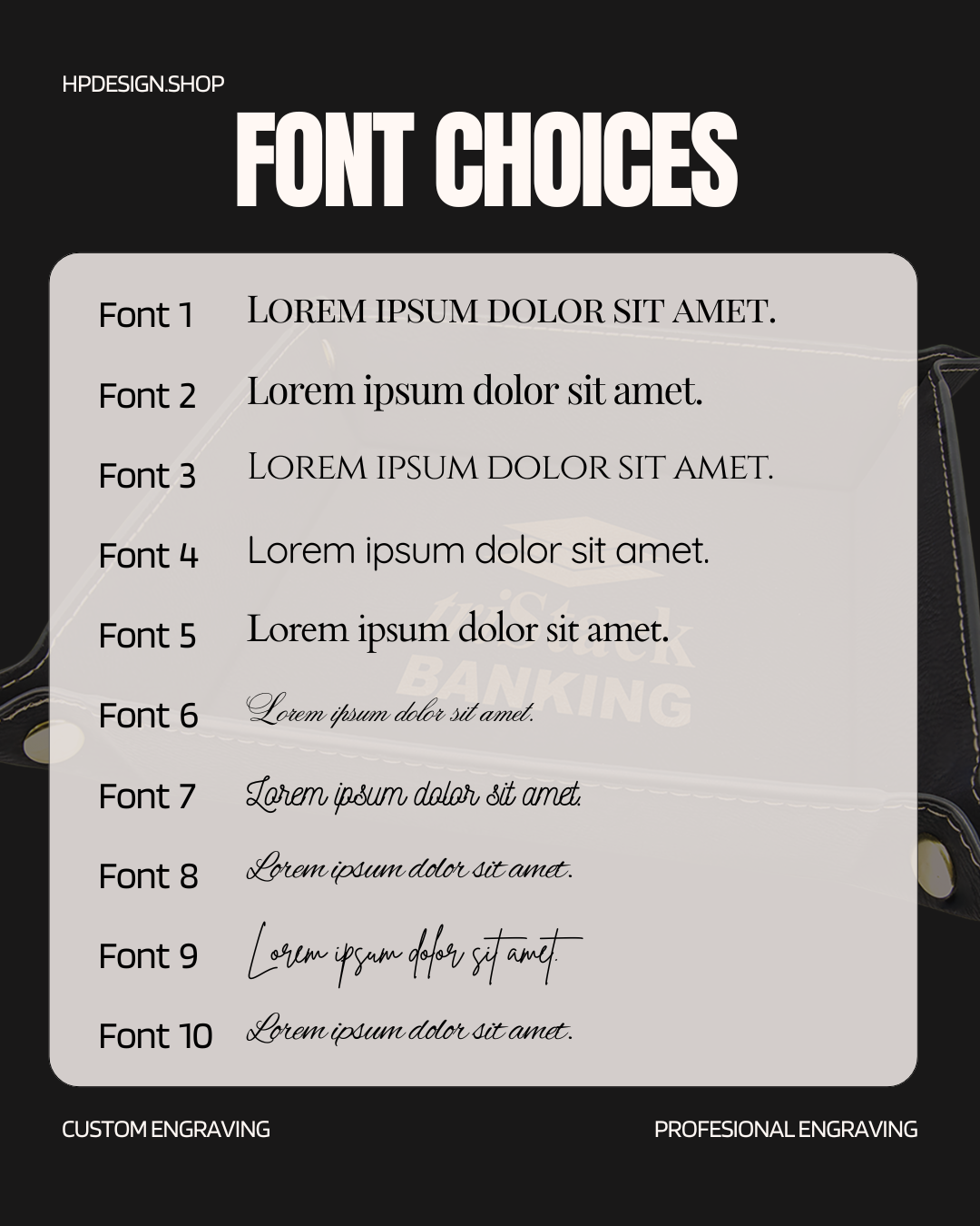 Custom Engraved Leatherette Snap Up Tray 6"