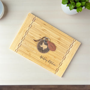Custom Bamboo Cutting Board with Butcher Block Inlay – Personalized 12" x 8.25" Gift | HP Design