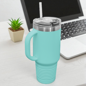 Custom Polar Camel 40 oz. Travel Mug with Handle & Straw – Personalized Stainless Steel Insulated Tumbler