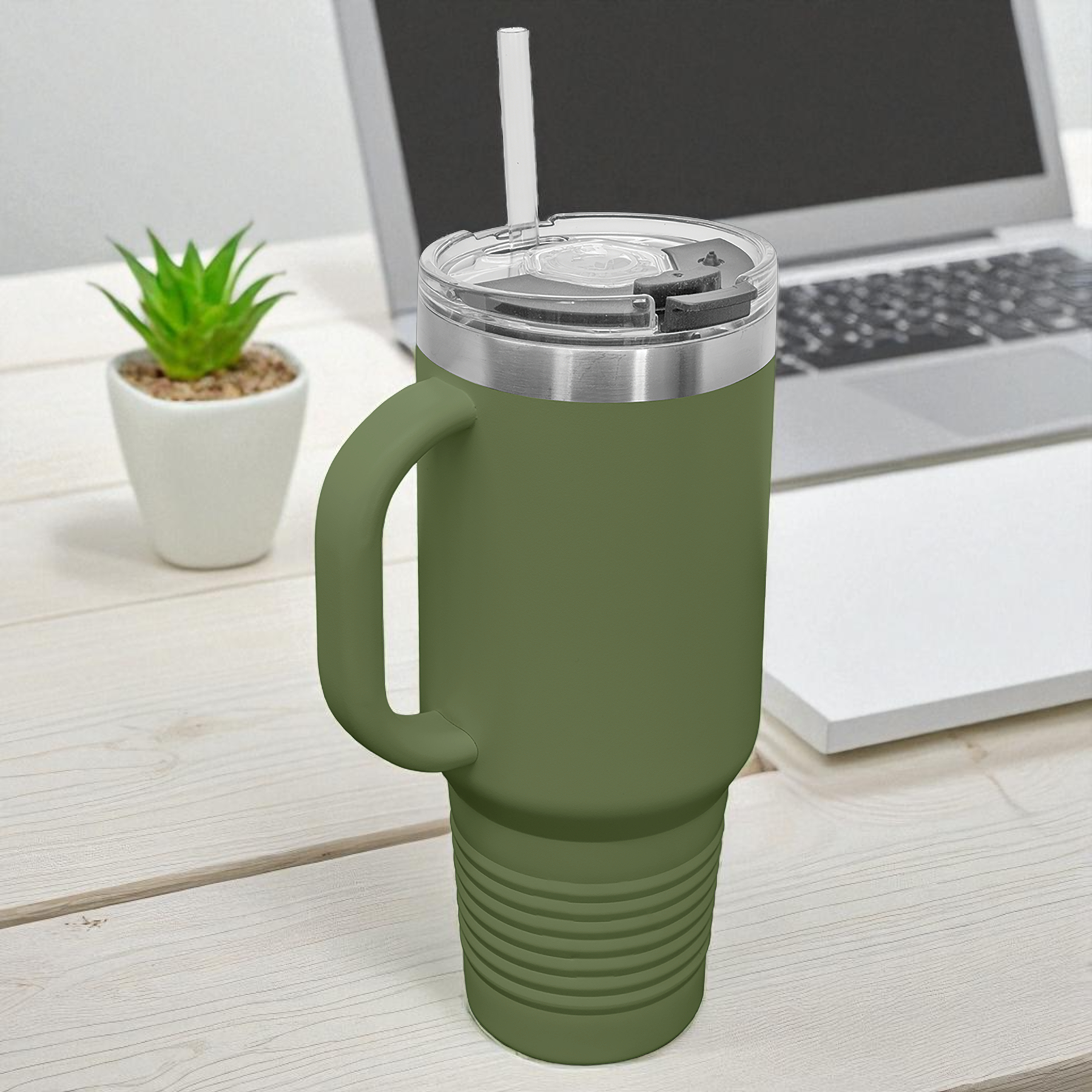 Custom Polar Camel 40 oz. Travel Mug with Handle & Straw – Personalized Stainless Steel Insulated Tumbler