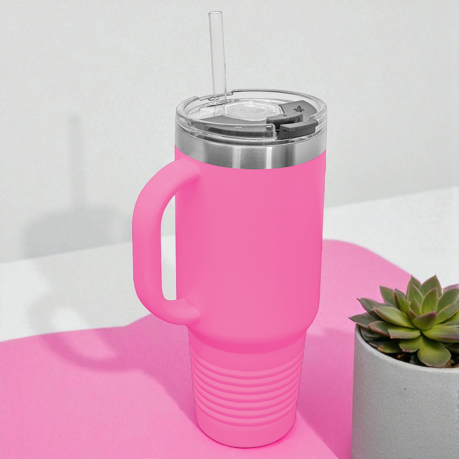 Custom Polar Camel 40 oz. Travel Mug with Handle & Straw – Personalized Stainless Steel Insulated Tumbler