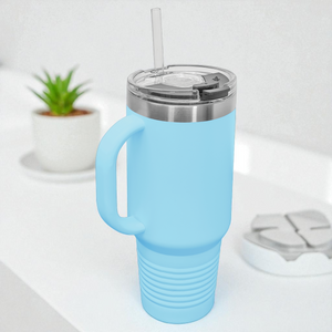 Custom Polar Camel 40 oz. Travel Mug with Handle & Straw – Personalized Stainless Steel Insulated Tumbler