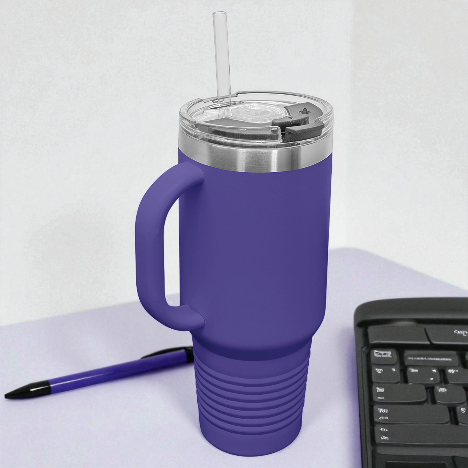 Custom Polar Camel 40 oz. Travel Mug with Handle & Straw – Personalized Stainless Steel Insulated Tumbler