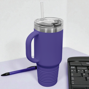 Custom Polar Camel 40 oz. Travel Mug with Handle & Straw – Personalized Stainless Steel Insulated Tumbler