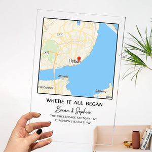 Personalized Acrylic Plaque | "Where It All Began" | Custom Map Design