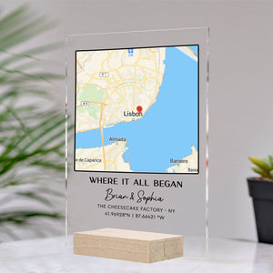 Personalized Acrylic Plaque | "Where It All Began" | Custom Map Design