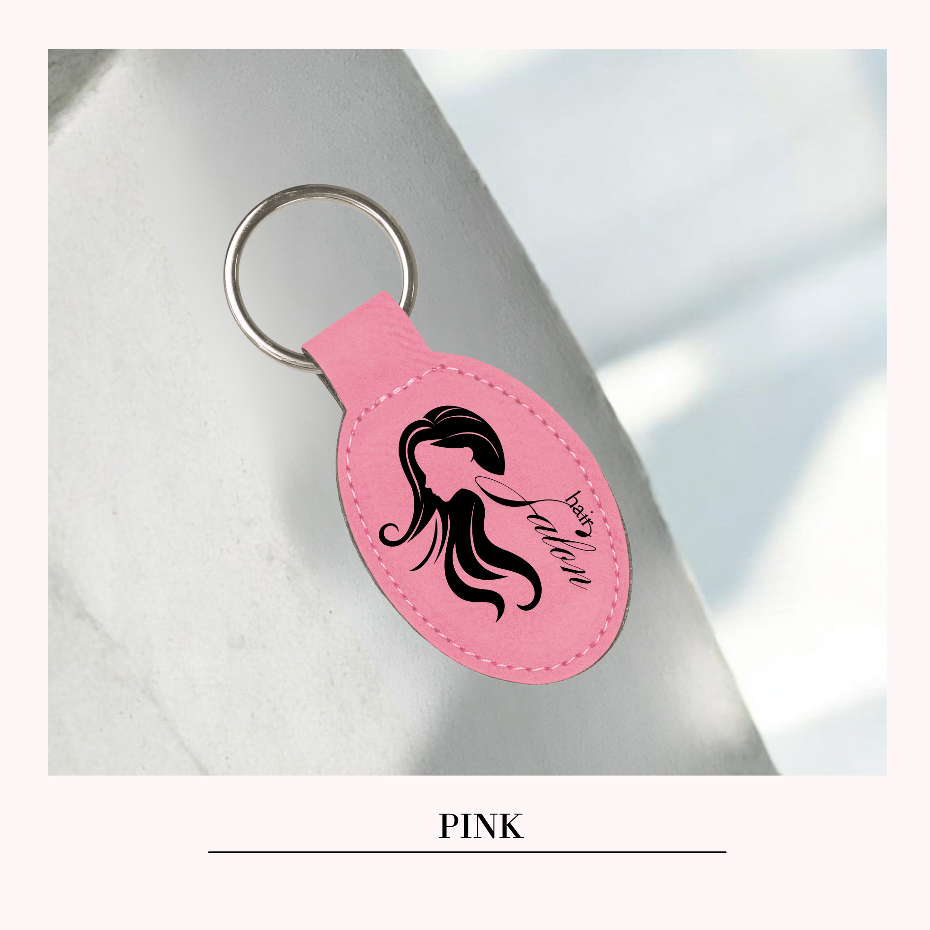 Personalized  Leatherette Oval Keychain