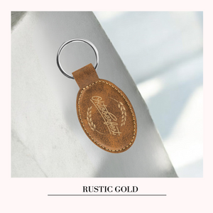 Personalized  Leatherette Oval Keychain