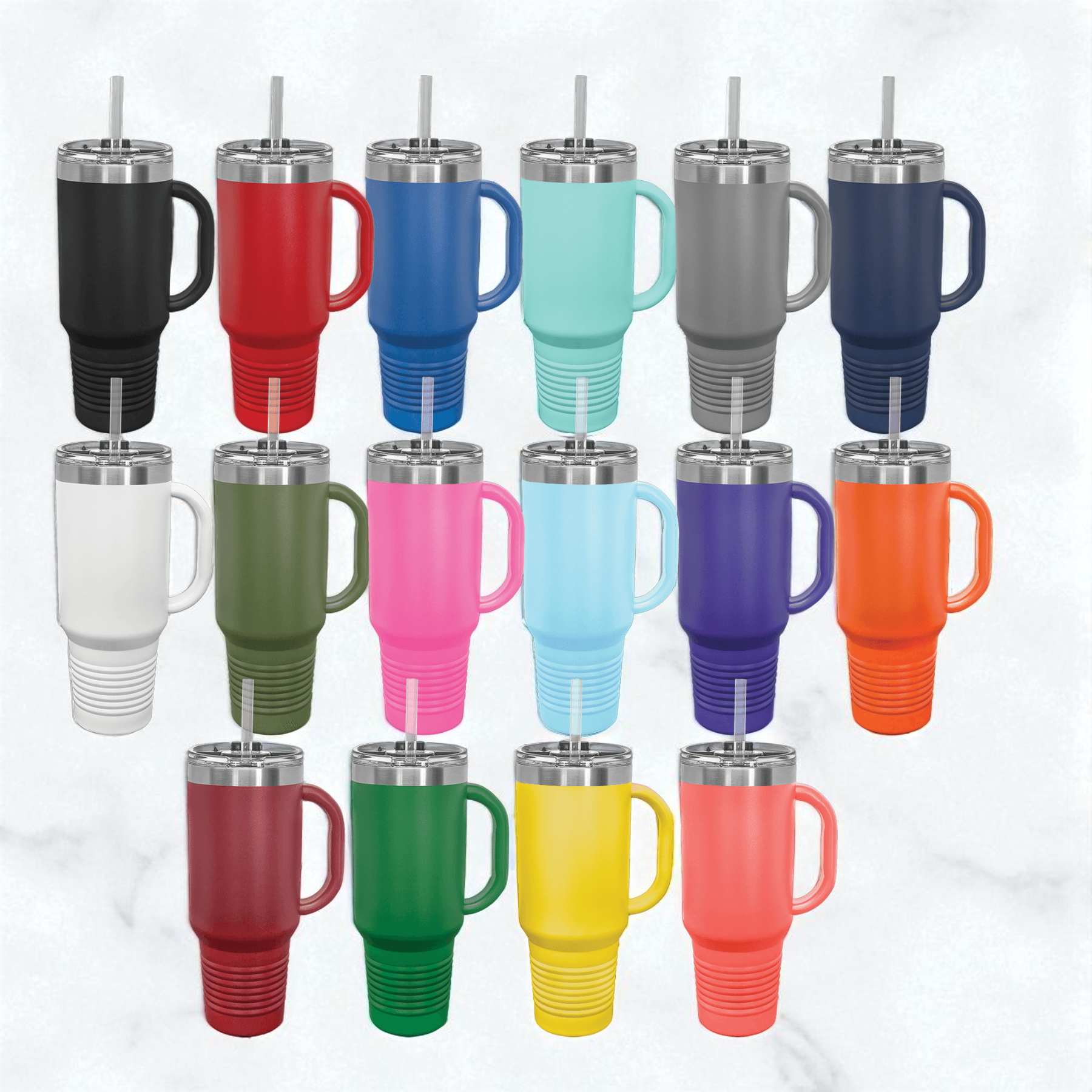 Custom Polar Camel 40 oz. Travel Mug with Handle & Straw – Personalized Stainless Steel Insulated Tumbler