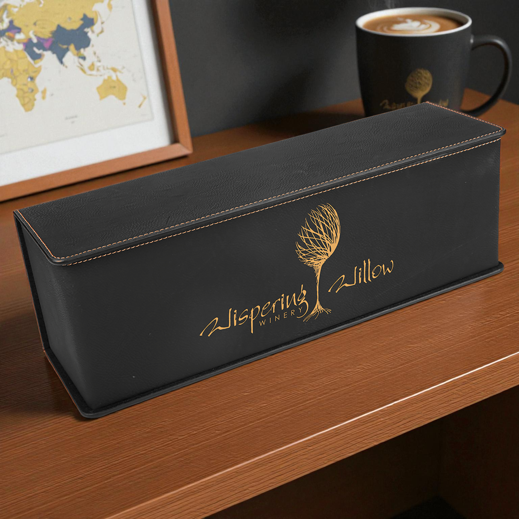 Custom Leatherette Wine Gift Box with Foam Insert – Personalized Wine Bottle Case in Multiple Colors | HP Design