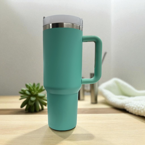 Custom 40 oz H2O Tumbler with Handle & Rotating Lid – Personalized Stainless-Steel Insulated Travel Cup | Laser Engraved by HP Design