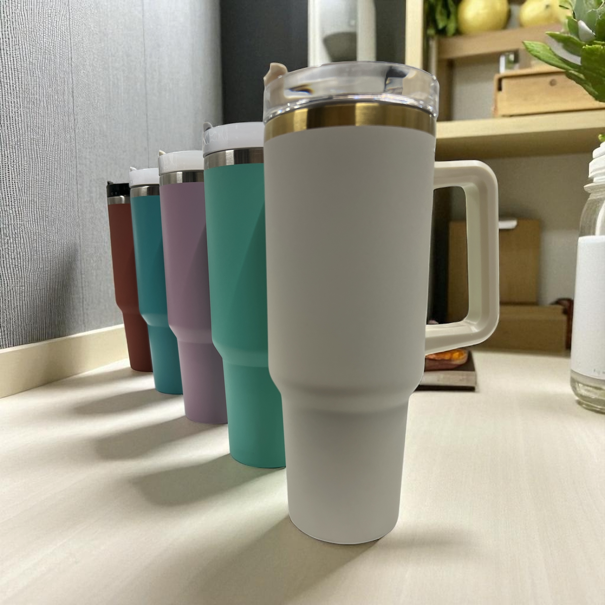 Custom 40 oz H2O Tumbler with Handle & Rotating Lid – Personalized Stainless-Steel Insulated Travel Cup | Laser Engraved by HP Design