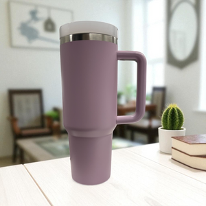 Custom 40 oz H2O Tumbler with Handle & Rotating Lid – Personalized Stainless-Steel Insulated Travel Cup | Laser Engraved by HP Design