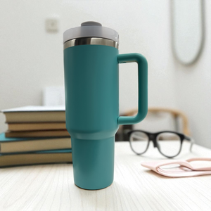 Custom 40 oz H2O Tumbler with Handle & Rotating Lid – Personalized Stainless-Steel Insulated Travel Cup | Laser Engraved by HP Design