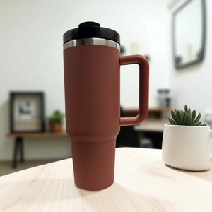 Custom 40 oz H2O Tumbler with Handle & Rotating Lid – Personalized Stainless-Steel Insulated Travel Cup | Laser Engraved by HP Design