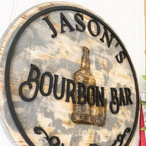 Barrel-Style Whiskey or Bourbon Wall Sign