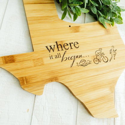 Texas Personalized Cutting Board State Shaped