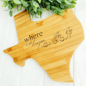 Texas Personalized Cutting Board State Shaped